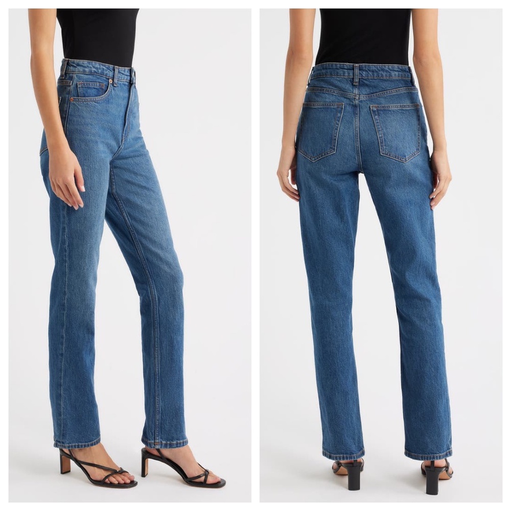 NWT Reformation Jax Stretch High Rise Straight Jeans Mellusine Blue Size 31